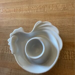 Fabulous White Ceramic Rooster Egg Cup